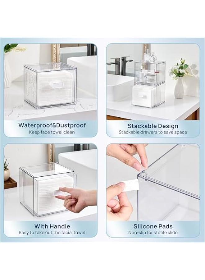 Arabest Disposable Facial Towels Holder,Clear Storage Drawer Compatible with Clean Skin Club Towel XL,Acrylic Box Hold 50 Count,Stylish and Functional Bathroom Accessory for Coutertop Organization  - Image 5