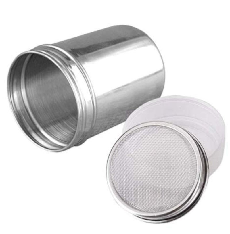 DNHCLL Stainless Steel Fine Mesh Shaker Cinnamon Icing Sugar Powder Cocoa Flour Chocolate Coffee SifterPowder Sugar Shaker with Lid for Kitchen Baking Cooking