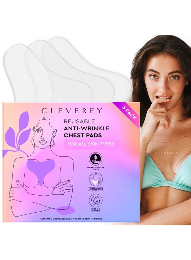 CLEVERFY Silicone Chest Wrinkle Pads Sleeping Reusable (3 Pack T-shape) - Decollete Anti Wrinkle Chest Pads - Silicone Patches for Wrinkles - Anti Wrinkle Patches for Decollete Wrinkle Prevention - Image 1