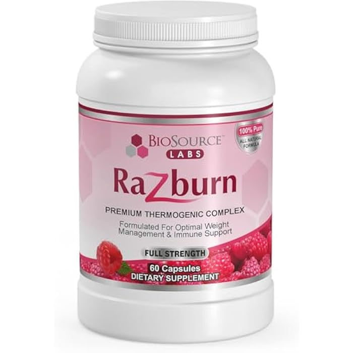 BioSource Labs Razburn Weight Management Supplement, Green Tea Extract, Caffeine & Botanical Blend, Energy & Metabolism Support Pills for Men & Women, 60 Capsules - Image 1