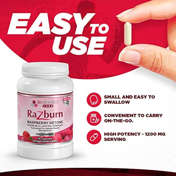 BioSource Labs Razburn Weight Management Supplement, Green Tea Extract, Caffeine & Botanical Blend, Energy & Metabolism Support Pills for Men & Women, 60 Capsules - Image 2