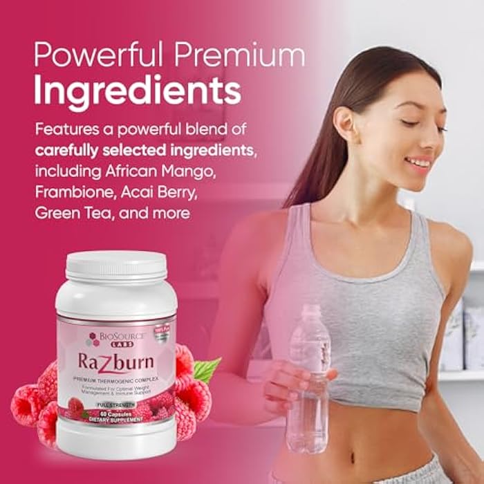 BioSource Labs Razburn Weight Management Supplement, Green Tea Extract, Caffeine & Botanical Blend, Energy & Metabolism Support Pills for Men & Women, 60 Capsules - Image 5