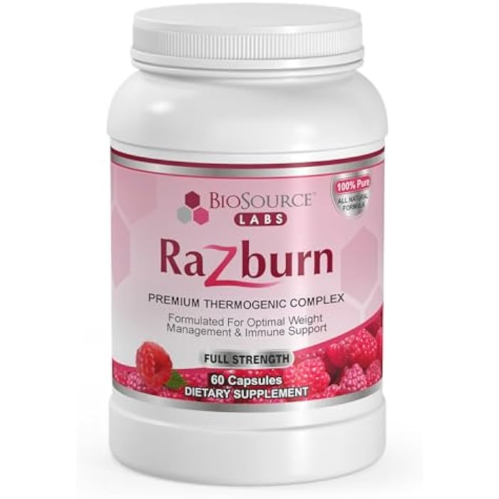 BioSource Labs Razburn Weight Management Supplement, Green Tea Extract, Caffeine & Botanical Blend, Energy & Metabolism Support Pills for Men & Women, 60 Capsules - Image 1