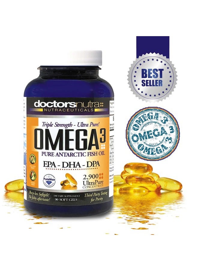 Doctors Nutra Nutraceuticals Natural Wild Omega 3 DPA Fish Oil Supplement - 2,900 Milligrams Triple Strength Ultra Pure Concentrated, EPA-DPA-DHA, Soft-Gels with no Fish-Tasting Burps - 30 Servings - Image 4