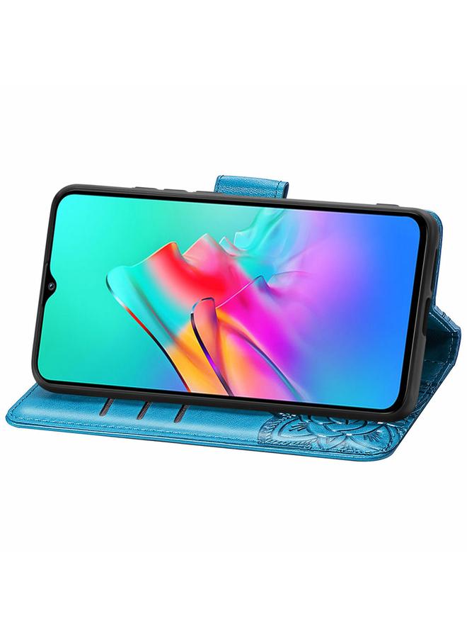 زبون جراب لهاتف Infinix Smart 5 من الجلد المنقوش بنقشة زهور الفراشة مع حامل وفتحات للبطاقات ومحفظة وحبل تعليق - Image 4