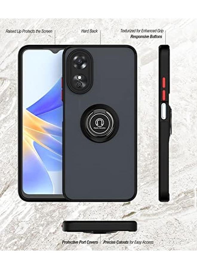 erorex - Case For Oppo A17 Oppo A17K Rotational Metal Ring Grip Kickstand Cover Matte Hard Case Magnetic Car Mount Holder Case Shockproof Tpu Bumper Compatible For Oppo A17 Black - Image 1
