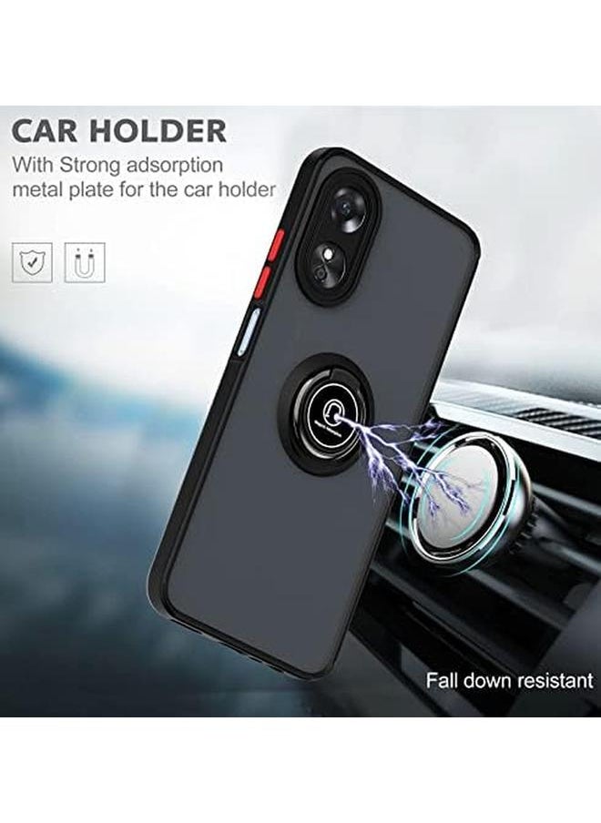 erorex - Case For Oppo A17 Oppo A17K Rotational Metal Ring Grip Kickstand Cover Matte Hard Case Magnetic Car Mount Holder Case Shockproof Tpu Bumper Compatible For Oppo A17 Black - Image 1