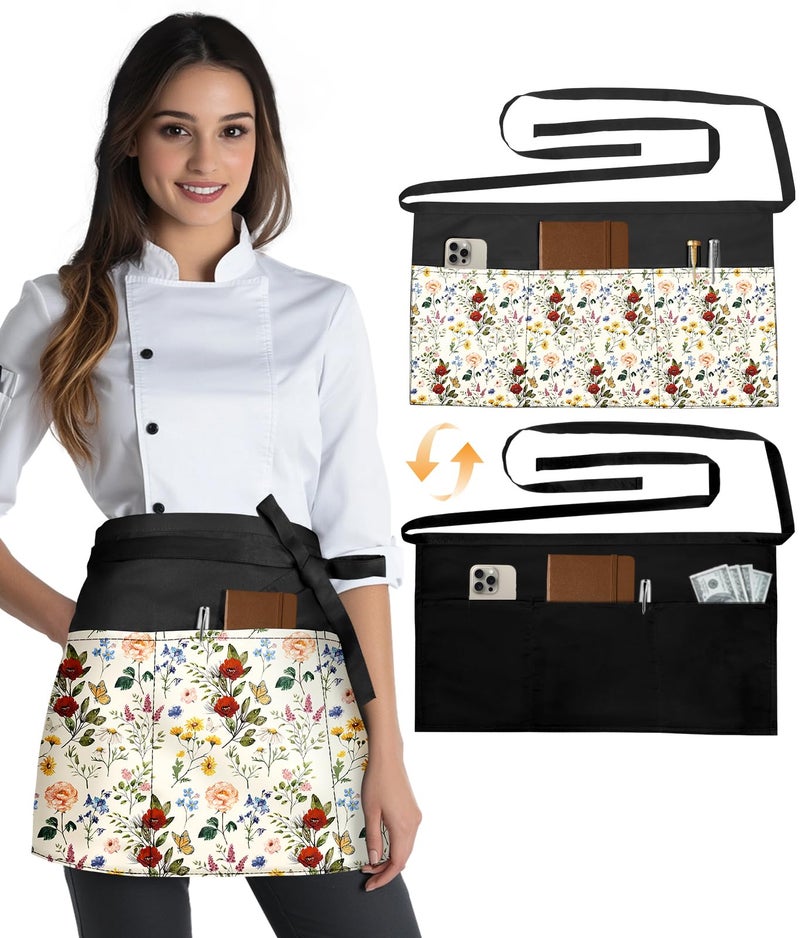 Slohif Waist Apron with 3 Pockets, Off-white, 1 Pack - Image 1