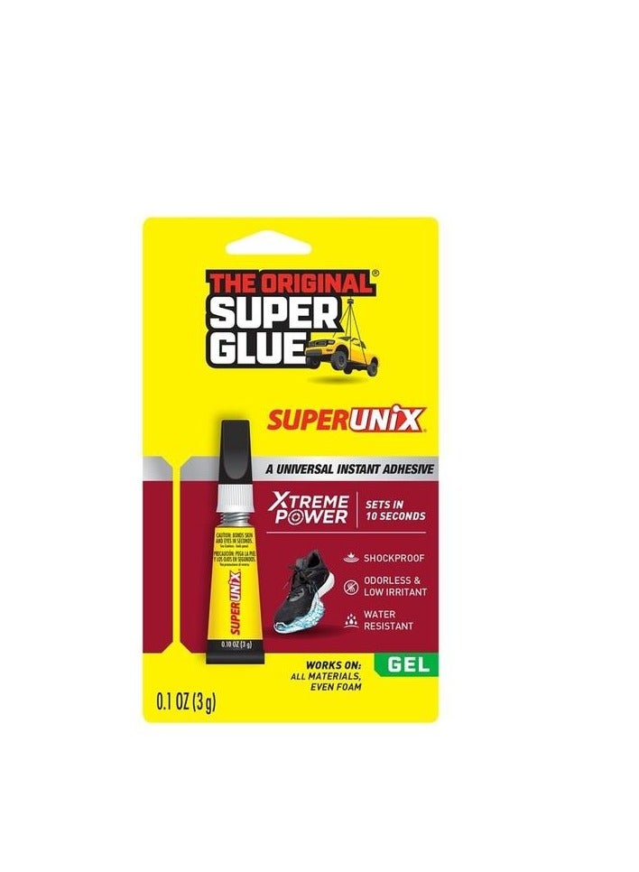 سوبر جلو غراء جل لاصق فوري عالمي فائق القوة من سوبر يونيكس، شفاف، 3 غرام، 11710504 - Image 1