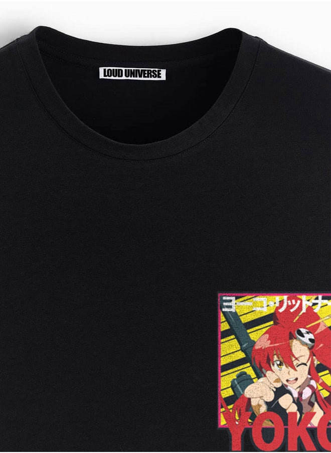 LOUD UNIVERSE - Gurren Lagann Black Tshirt Gurren Lagann Black Tee Yōko Rittonā Tee Yoko Littner Gunmen YOKO-Tengen Toppa Gurren Lagann - Image 1