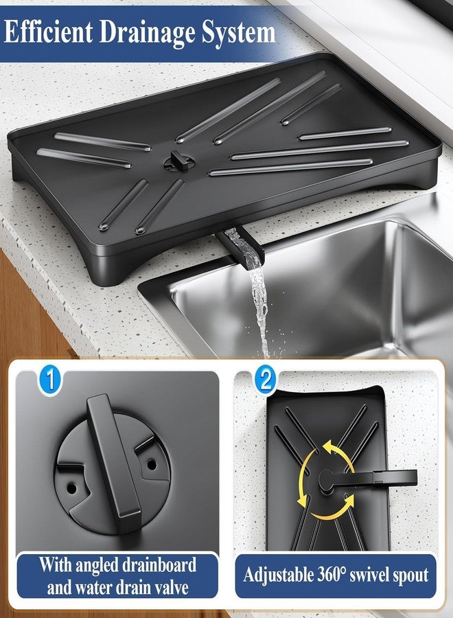 VHG Dish Drying Rack - Stainless Steel Dish Rack for Kitchen Counter, Large-Capacity Dish Drainer with Cutlery Holder, Kitchen Organizer for Dishes, Spoons and Forks, Black, 34D x 22W x 12H cm - Image 2