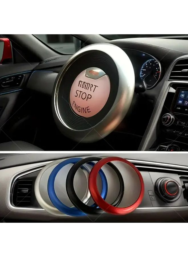 Black Ignition Button Cover Ring Decorative Metal Frame For Vehicle Interior Upgrade - Image 1