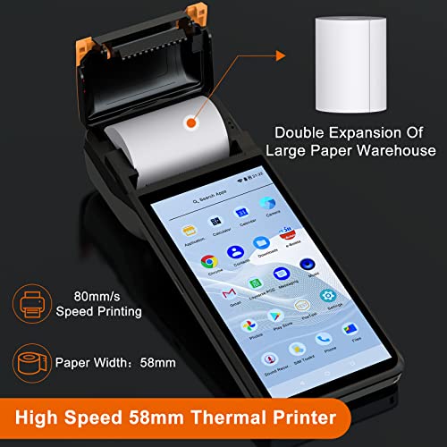 symcode New POS PDA Thermal Receipt Printer 5.99" High Resolution and Clear Touch Screen Handheld PDA Printer Mobile POS Machine Terminal Printer Android 8.1 OS Built-in Google Play and NFC - Image 3