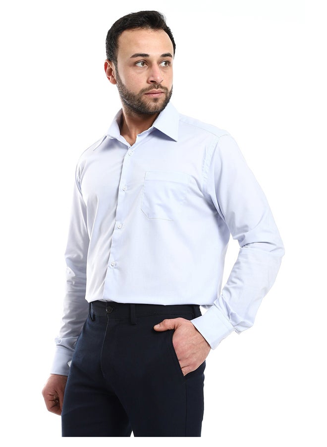 Andora Classic Regular Fit Plain Light Blue Shirt_Blue  - Image 5