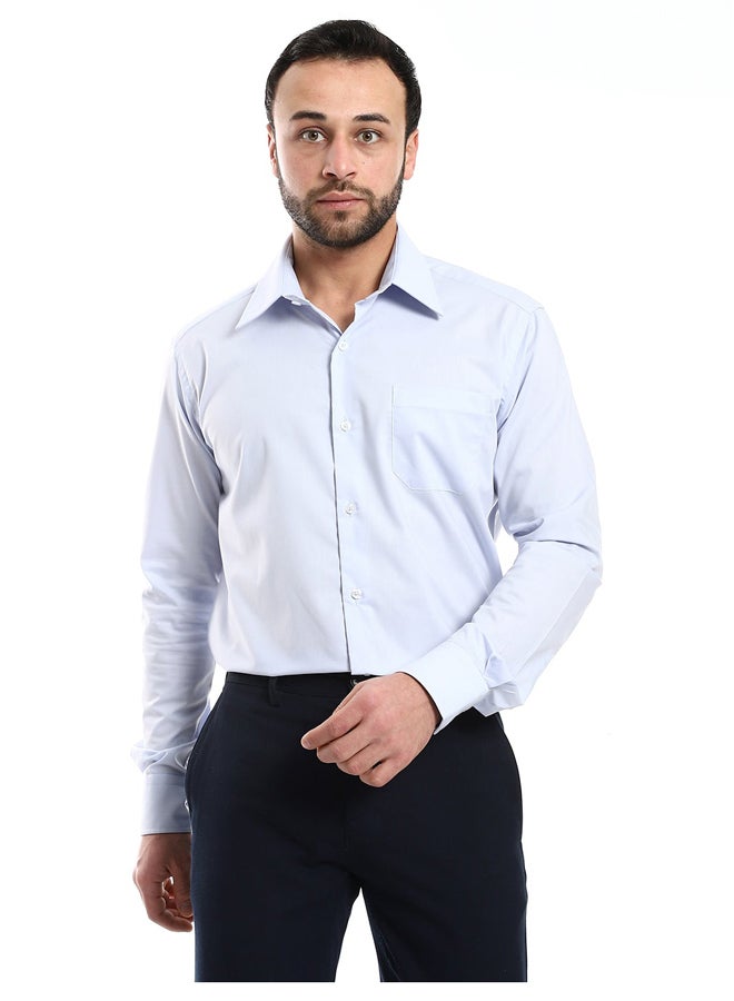 Andora Classic Regular Fit Plain Light Blue Shirt_Blue  - Image 2