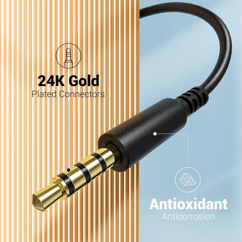 OneOdio 3.5mm Jack Cable with Mic & On/Off Switch - Compatible with Pro DJ Headphones Pro 10/30/50, PC, Computer, Phone, Notebook.(3.9ft) - Image 4