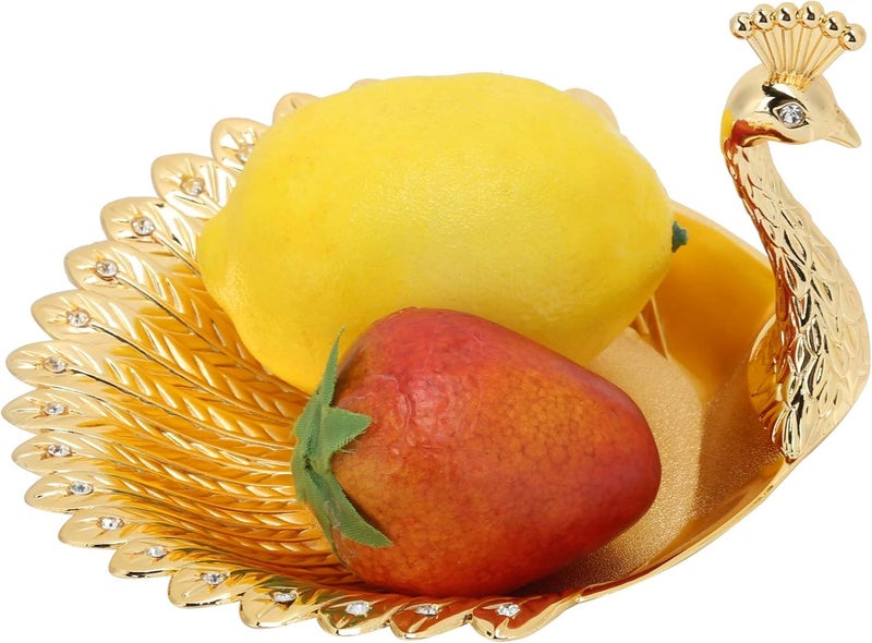 klarako Snack Peacock Plate, Candy Plate Metal Dried Fruit Dish Inventive Craft Decorations Ornaments - Image 1