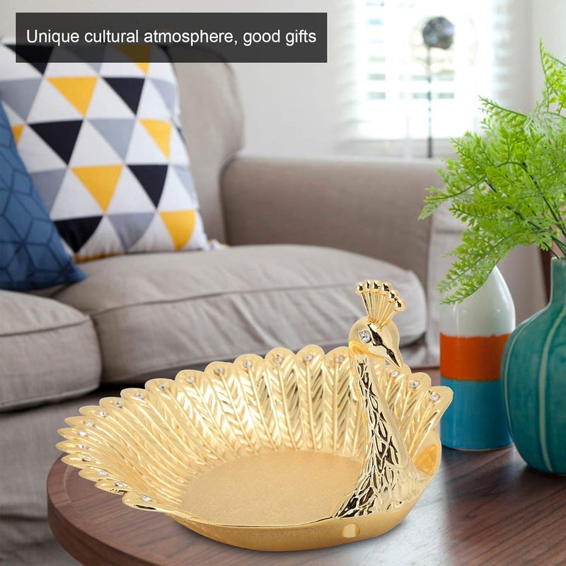 klarako Snack Peacock Plate, Candy Plate Metal Dried Fruit Dish Inventive Craft Decorations Ornaments - Image 3