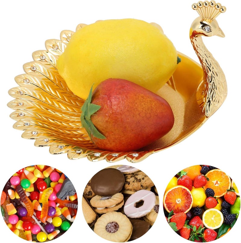 klarako Snack Peacock Plate, Candy Plate Metal Dried Fruit Dish Inventive Craft Decorations Ornaments - Image 5
