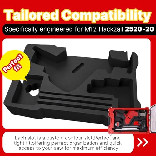 Yudylg EVA Liner Organizer Compatible with Milwaukee Packout Tool Box 48-22-8435 - Custom Inserts Fit for M12 HACKZALL 2520-20, Dedicated Model, Not Universal - Image 4