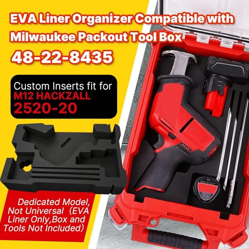 Yudylg EVA Liner Organizer Compatible with Milwaukee Packout Tool Box 48-22-8435 - Custom Inserts Fit for M12 HACKZALL 2520-20, Dedicated Model, Not Universal - Image 2