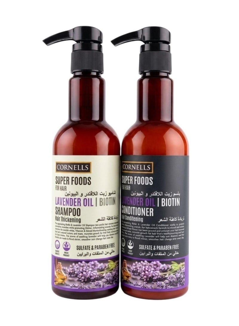 CORNELLS Shampoo 500 ml and Conditioner 500 ml Lavender Oil and Biotin to Increase Hair Density Free of Sulfates and Parabens - Image 1