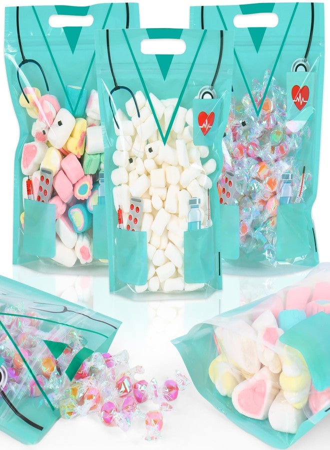 وولاين أكياس سيلوفان قابلة لإعادة الإغلاق من والين، 50 قطعة، بسحاب، مناسبة ليوم الممرضات، مزودة بمقابض، مثالية لملابس الممرضات، وأكياس الحلوى القابلة لإعادة الإغلاق، ومستلزمات حفلات تخرج الأطباء والممرضات. - Image 1