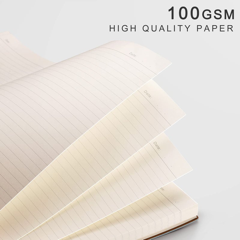 EMSHOI Notebook College Ruled - B5 Large Thick Notebook Leather Journal with Free Sticky Notes, 204 Numbered Pages,100gsm Thick Lined Paper, Softcover, 7.5"x10"-GrayBlue - Image 2