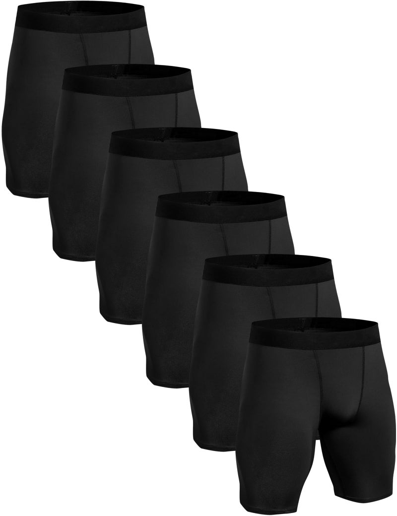 HovSiyla 6 Pack Compression Shorts Men Performance Sports Workout Athletic Running Underwear Shorts Spandex Black-L - Image 1