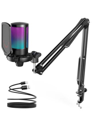 A6T AMPLIGAME USB Condenser MICROPHONE with Boom Arm, Pop Filter, Mute Button RGB FOR STREAMING ON PC/LAPTOP/PS4/5 - pzsku/ZC9CD51215765490ACDCFZ/45/_/1702233193/d7000ca3-421e-4b02-aece-4b5f4205443d