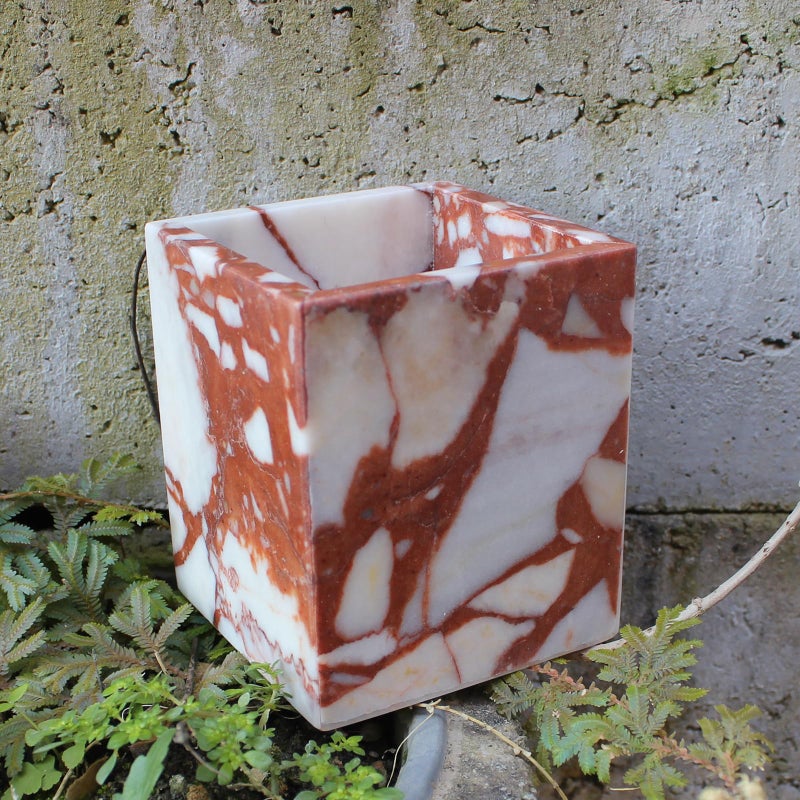 Natust Calacatta Red Marble Toothbrush Holders for Bathroom, Natural Marble Makeup Brush Holder Countertop Organizer - Image 5