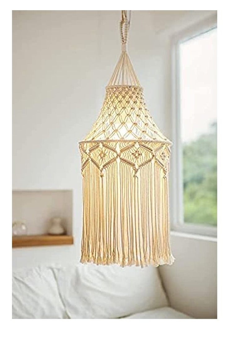 Y&D Macrame Lamp Shade Boho Hanging Pendant Light Cover Modern Office Bedroom Living Room Nursery Dorm Bohemian Home Decor  - Image 4
