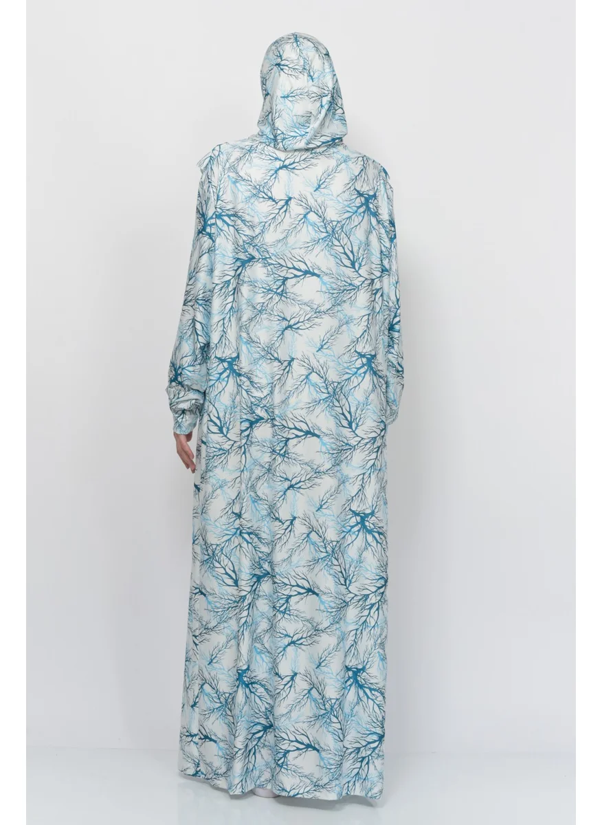 Altobeh Practical One Piece Tree Patterned Sleeves Removable Headscarf Lycra Hijab Prayer Dress 990-0705
