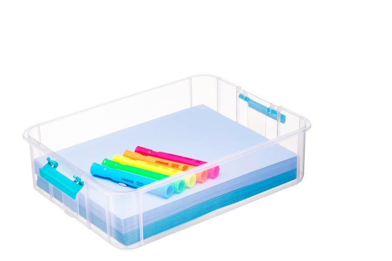 Tribello Craft Box & Art Supply Storage Organizer â€“ Stackable Art Organizer and Craft Storage Box with Handle, 2-Layer Clear Art Supplies Organizer (14 x 10 x 7) - Image 2