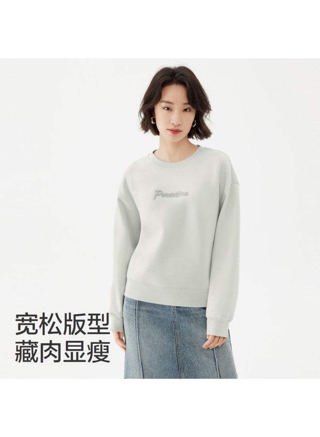 purcotton Spring Women'S Air-Knit Round Neck Sweatshirt, Drop Shoulder Loose Fit Versatile Slimming, Casual Commute - Image 4