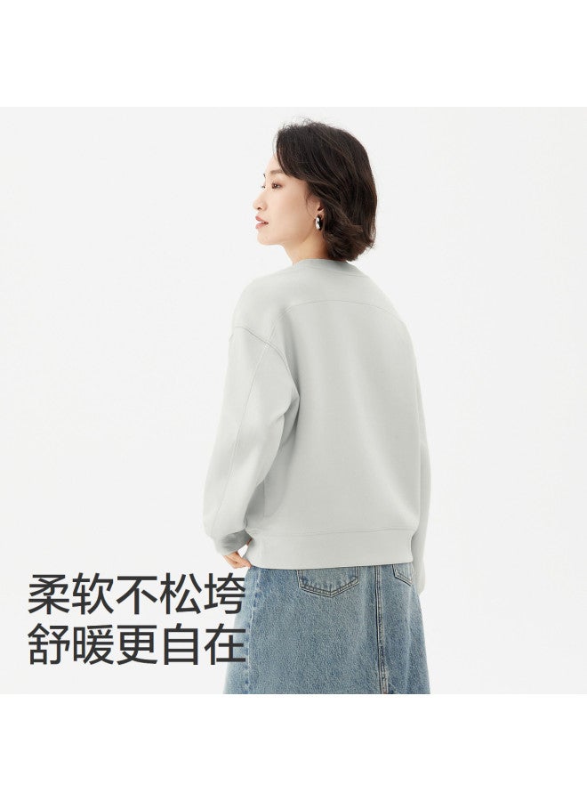 purcotton Spring Women'S Air-Knit Round Neck Sweatshirt, Drop Shoulder Loose Fit Versatile Slimming, Casual Commute - Image 5