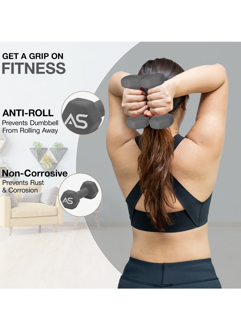 Allure Sphere Sphere Neoprene Dumbbell Set For Home Gym Exercise - Anti Slip Fitness Equipment For Pilates, Cardio, Training - Anti Sweat Hex Dumbbells In 1Kg 2Kg 3Kg 4Kg 5Kg In Pair  - Image 3