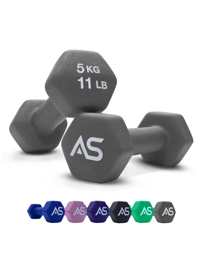 Allure Sphere Sphere Neoprene Dumbbell Set For Home Gym Exercise - Anti Slip Fitness Equipment For Pilates, Cardio, Training - Anti Sweat Hex Dumbbells In 1Kg 2Kg 3Kg 4Kg 5Kg In Pair  - Image 2