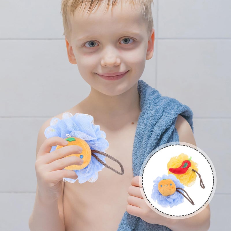 Foaming Mesh Cartoon Shower Scrubber 2pcs Back Exfoliator Bath Ball Multi Color - Image 5
