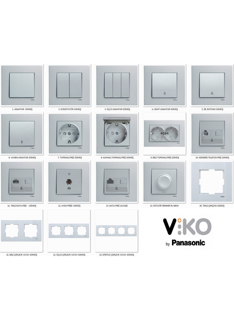 Viko Novella Silver Single Data Socket Cat6 Framed  - Image 2