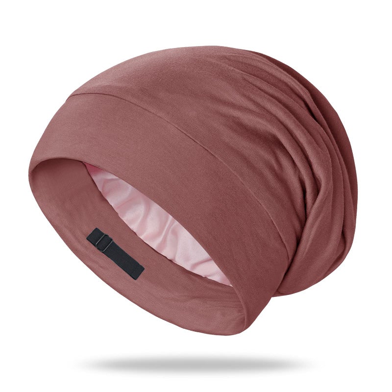 OLESILK 100 Mulberry Silk Bonnet for Sleeping Women Silk Hair Wrap for Sleeping Silk Sleep Bonnet for WomenMen Real Silk Not Satin Reddish Brown
