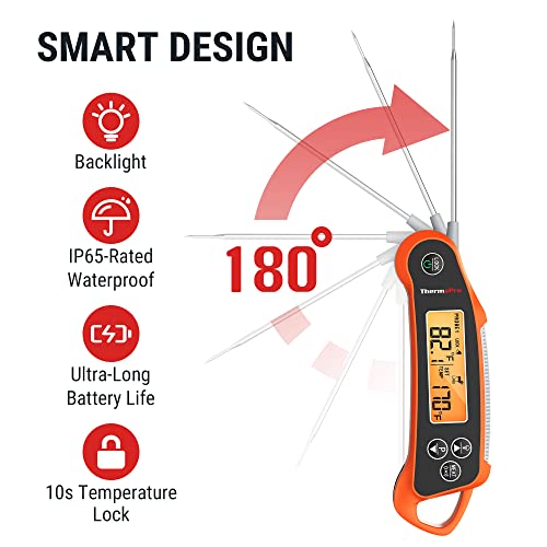 ThermoPro TP710 Instant Read Meat Thermometer Digital for Cooking, 2-in-1 Waterproof Kitchen Food Thermometer with Dual Probes and Dual Temperature Display for Oven, Grilling, Smoker & BBQ - Image 5