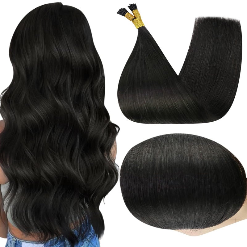 Full Shine I Tip Hair Extensions Real Human Hair 20 Inch Off Black 40 Grams Itip Human Hair Extensions Pre Bonded Extensions Itips Extensions Natural Hair