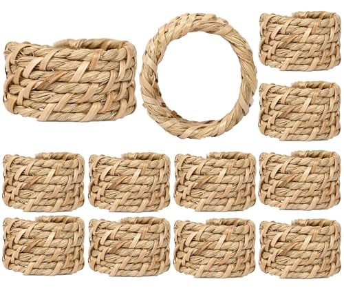 Alpha Living Home ALPHA Living HOME Premium Natural Rattan Napkin Rings  Set of 12 Handcrafted Durable Table Decor for Elegant Dining Festive Gatherings Thanksgiving Christmas  Everyday Entertaining 