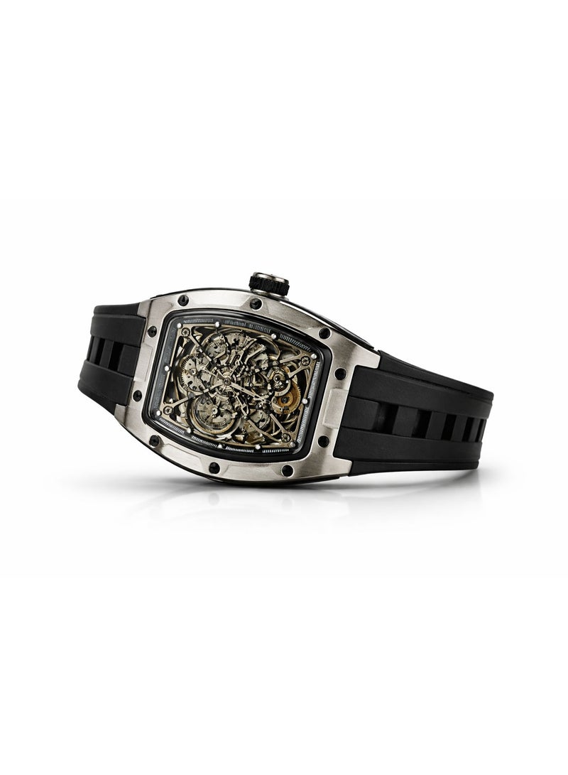 TOMRICH Phantom Skeleton Automatic Watch for Men – Luxury Tonneau Dial, Black Silicone Strap, Stainless Steel Silver Case, 30M Water Resistant - Image 5
