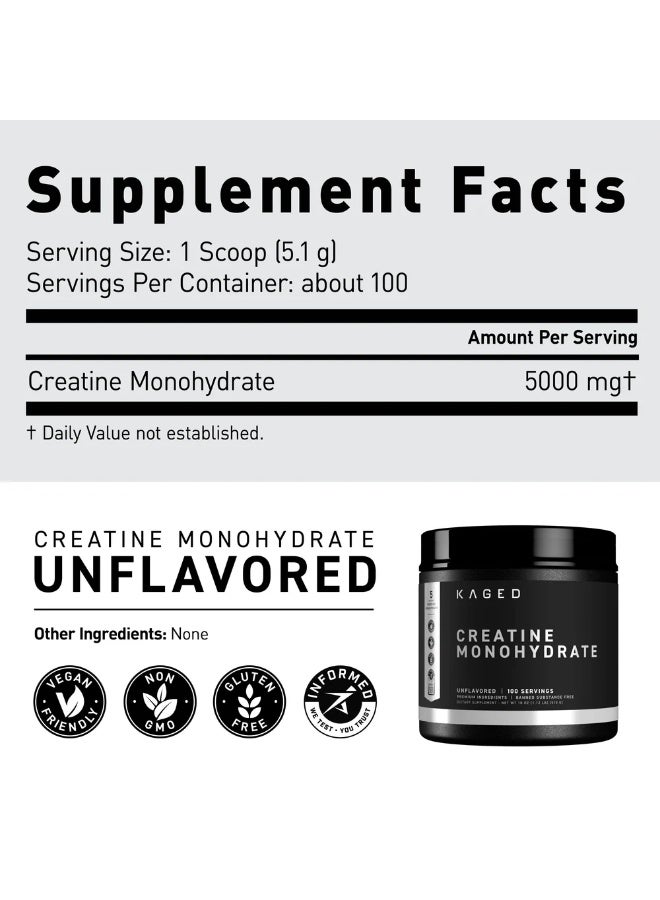 KAGED MUSCLE Kaged Creatine Monohydrate Powder | Unflavored |510 G - Image 2
