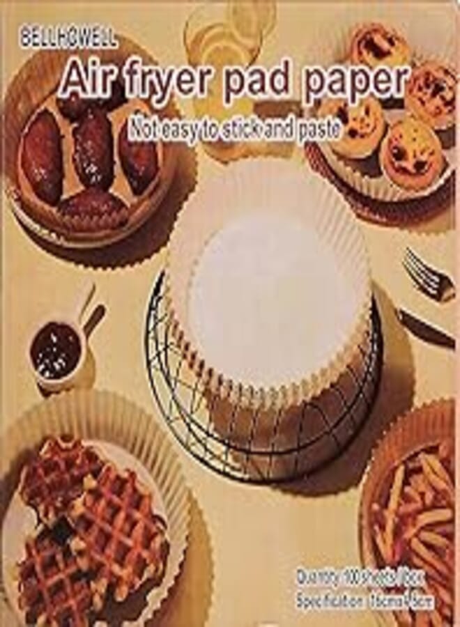 SHOWAY Burdean 100 pcs air fryer disposable paper liner, non stick air fryer liners, round food grade baking paper for air fryer oven roasting microwave nature, 6.3inch/16cm, brown