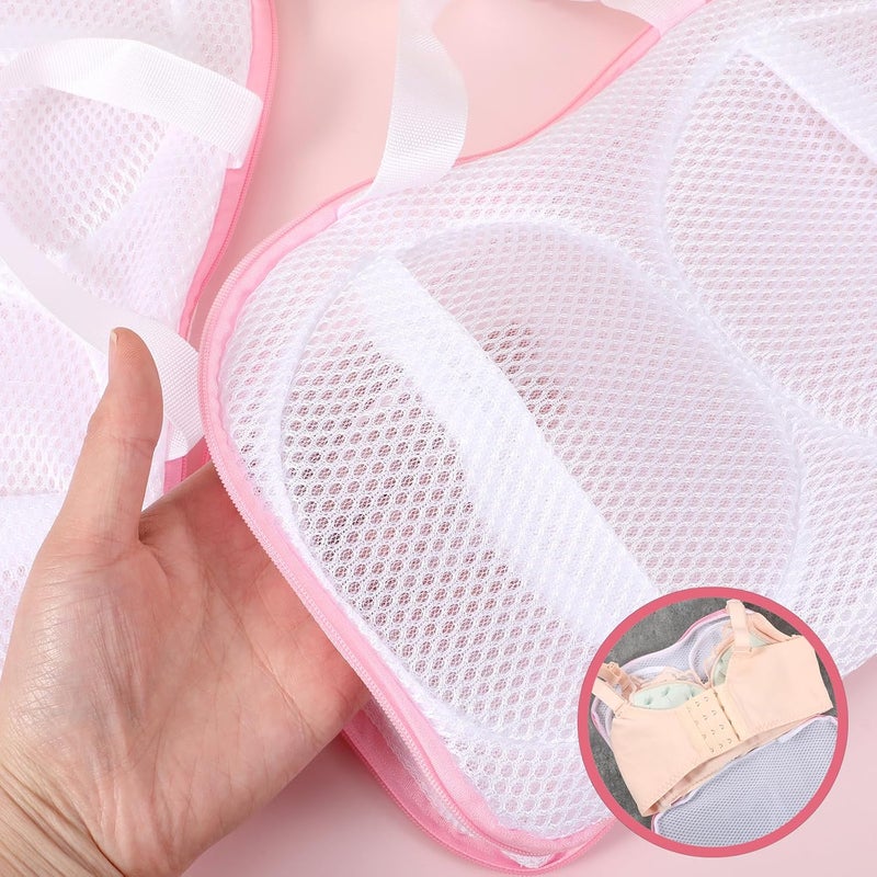 LIQWEI 2 Pack Large Bra Laundry Bags for Washing Machine, Brassiere Wash Bags for Laundry, Lingerie Bag for Washing Delicates, Pink Bra Washer Protector - Image 4