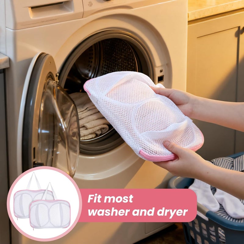 LIQWEI 2 Pack Large Bra Laundry Bags for Washing Machine, Brassiere Wash Bags for Laundry, Lingerie Bag for Washing Delicates, Pink Bra Washer Protector - Image 5