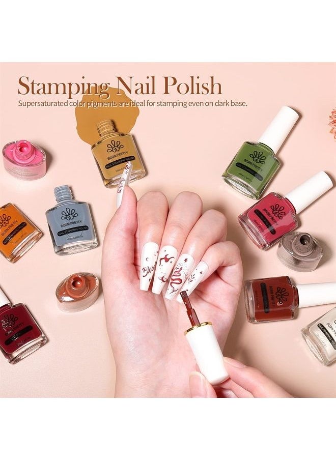 Stamping Nail Polish 12Colors Fall Winter Stamping Polish Set for Stamp Nails